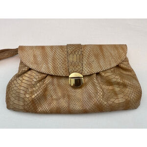 Women's Pietro Alessandro Leather Gold Clutch